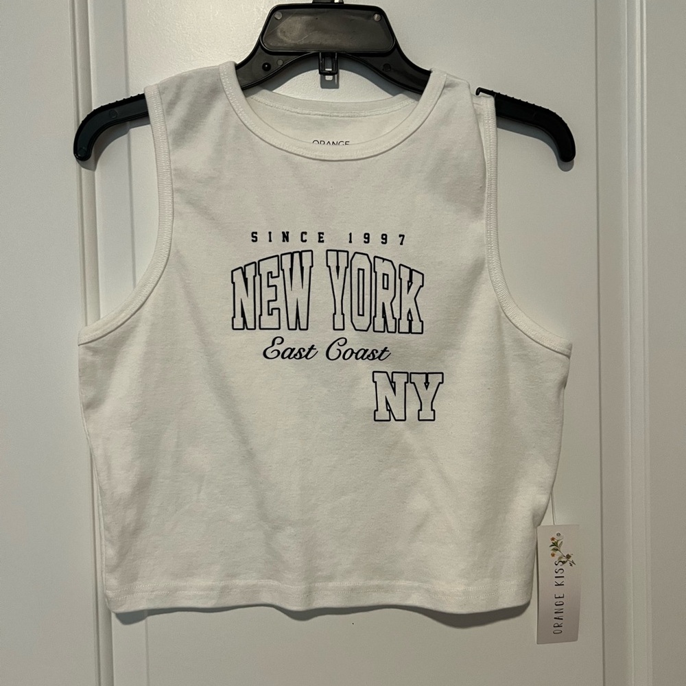 Orange Kiss White New York Tank Top Size L